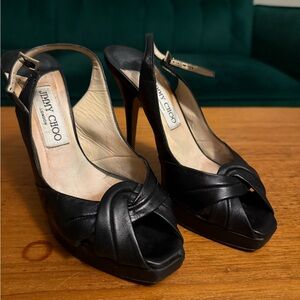 Jimmy Choo Black Peep-Toe Heels